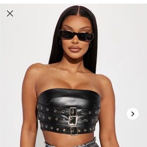 NWT Fashion Nova Triple Black Belt with Silver Accents tube top size medium